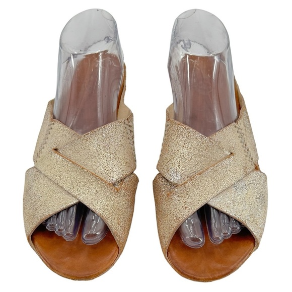 Johnston & Murphy Sonya Gold Leather Sandals Slip On Open Toe COMFY | Size 9.5 - Picture 3 of 12